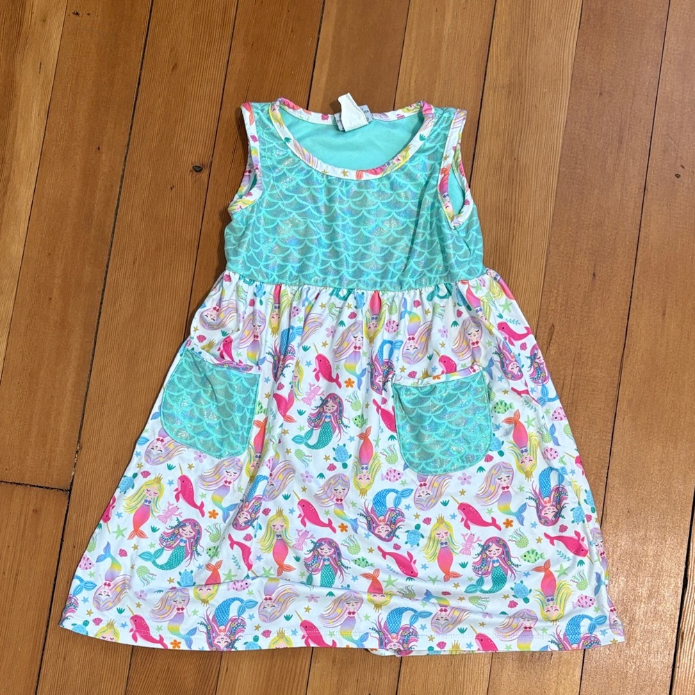Flap Happy Aqua and Multi Mermaid Pocket Dress